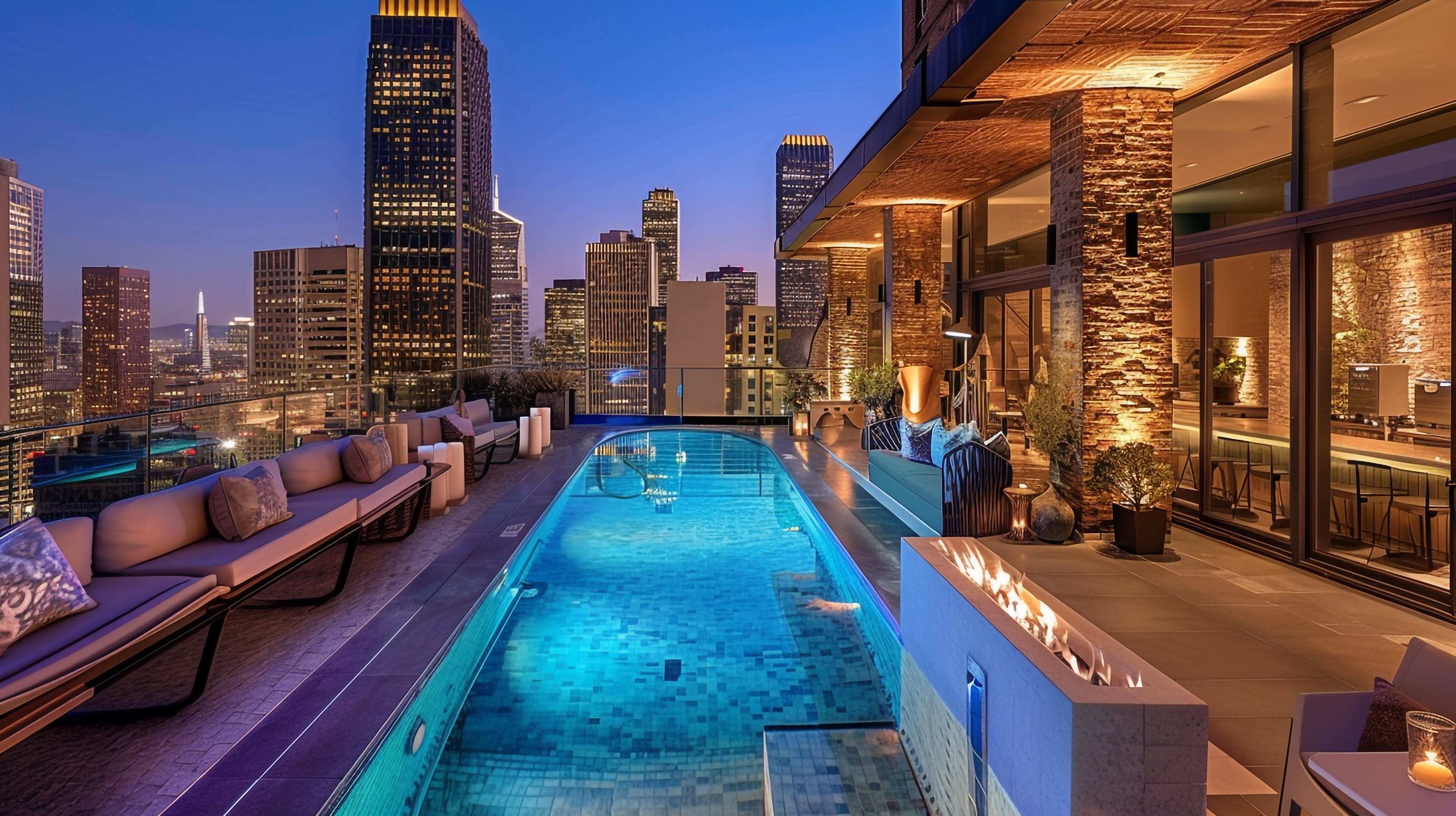 Luxury hotel rooftop pool